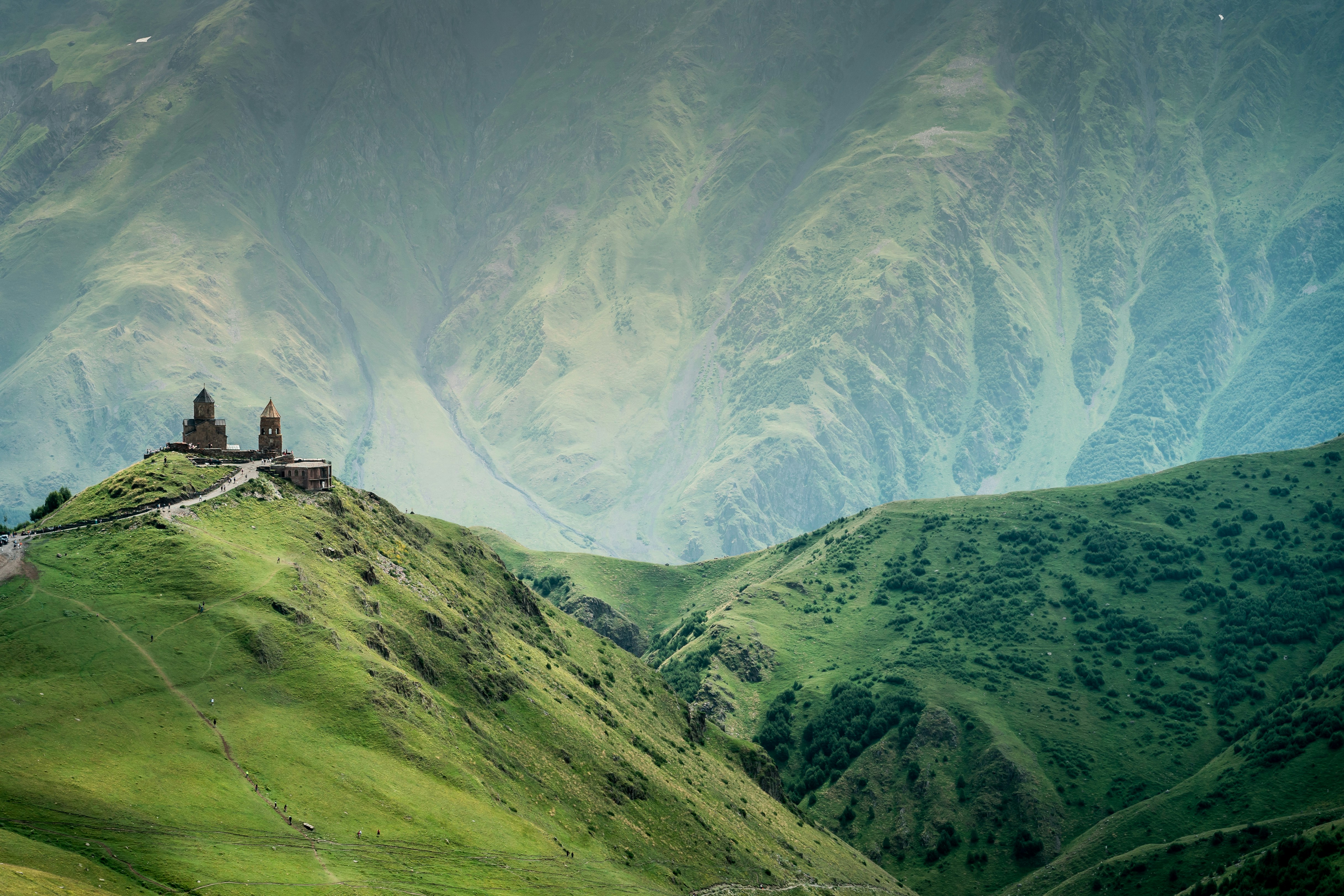 A landscape view of Caucasus Mountains.